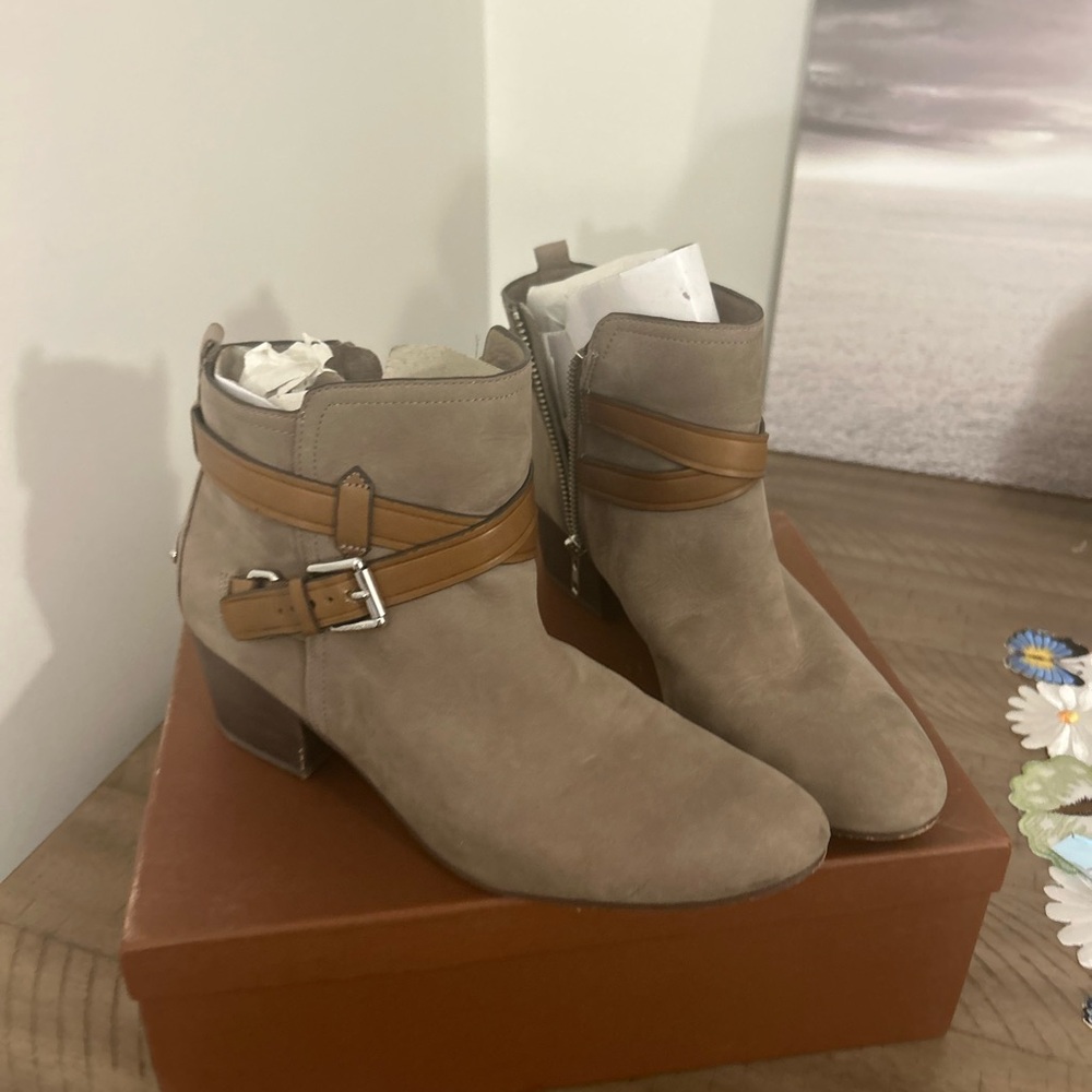 Coach Taupe and Tan Ankle Booties